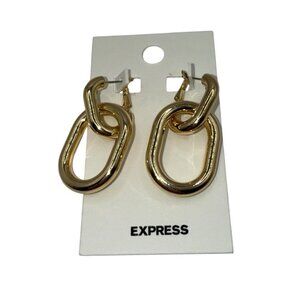 Express Gold Tone Chunky Chain Link Leverback Earrings NWT MSRP $24